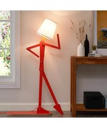 Modern Floor Lamp Contemporary Standing Living Room Adjustable Wood Red ... - $140.28