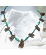 Handcrafted Malachite Beads and African Amber Free-forms in Drop Style N... - $82.06 CAD