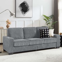 Gray Corduroy Sofa: Modern 3-Seater Couch - £263.65 GBP