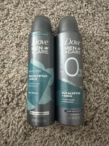 2 Dove Men Care Refreshing Eucalyptus Birch Plant Based Dry Spray Exp11/24 - $11.74