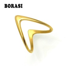 BORASI Fashion Jewelry V Ring For Women Gold Color Stainless Steel Exquisite Shi - $9.35