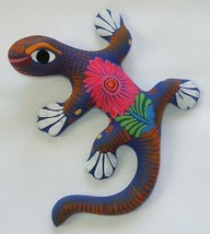 Ceramic Clay Lizard Salamander Figurine Hand-painted Mexican Wall Art 6&quot; L8 - £15.01 GBP