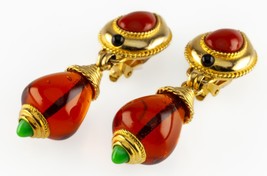 Roxanne Assoulian Ambre Goutte Costume Oreille Clips Boucles D&#39;Oreilles ... - $187.11