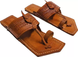 Mens Kolhapuri Soft Leather chappal Jesus Flat HT82 BOHO Sandals US size 7-12 - £28.94 GBP