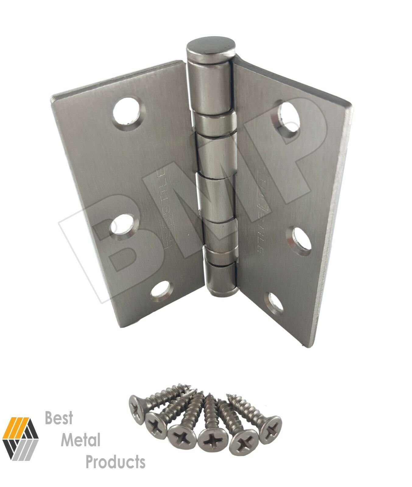(4) 3.5&quot; Satin Nickel Interior Door Hinges with 5/8&quot; Radius 1500304 - $21.68