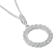 14K Bianco Placcato Oro 1/2ct Diamanti Finti Cerchio Ciondolo 18 &quot; Collana Donna - £176.28 GBP