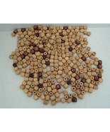 Vintage wood macrame jewelry craft 350 bead lot blond wood dark wood - $27.08 CAD