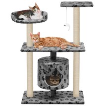 Cat Tree with Sisal Scratching Posts 95 cm Grey Paw Prints - $56.26