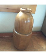 Vintage Hand Carved Unique Shaped Wood Wooden MCM Vase  – 9 and 3/8th’s ... - £29.70 GBP