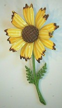 Vintage Enamel Yellow Daisy Brown Tips Brooch Pin Costume Jewelry Retro box d - £10.36 GBP
