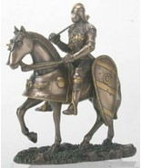 Shiny Bronze and Silver Colored Gothic Knight on Horse Figurine - $919.38 MXN