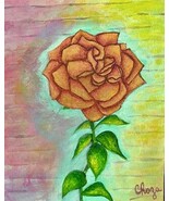 Original Acrylic Landscape “Golden Rose” Art On Canvas Panel, 8 By 10 In... - $51.48