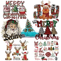 Christmas Heat Transfer Stickers 7 Sheets Xmas Iron On Patches Decals Ht... - $22.99