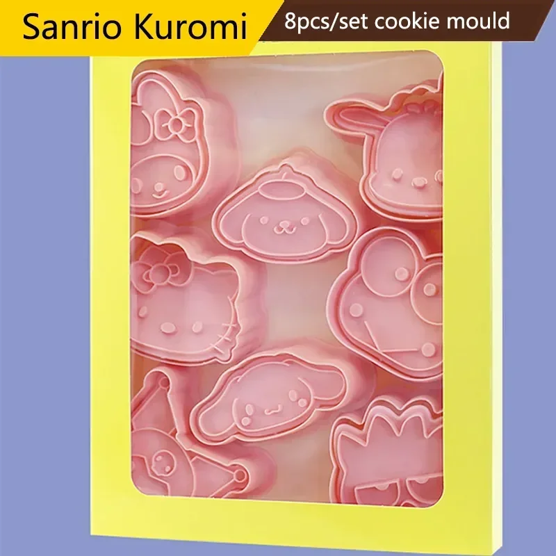 8pcs/set Cartoon Cookie Mold Hello Kitty Kulomis Melodys Cinnamorolls 3D Cookies - £12.44 GBP