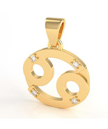 Cancer Zodiac Sign Diamond Pendant In Solid 10K Yellow Gold - $3,143.98 MXN