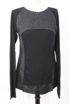 Nicolas &amp; Mark 10 Black Leather Viscose Jersey Long Sleeve Tee Top - £52.10 GBP