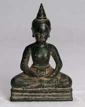 Antico Khmer Stile Bronzo Meditazione Phnom Da Statua di Buddha - 15cm/15.2cm - $251.25