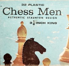 Staunton Chess Men 1969 Milton Bradley 32 Pcs 4807 Original Box Game Par... - $34.87 CAD