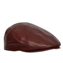 DR397 Soft Leather Classic Flat Cap Red - £29.83 GBP