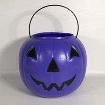 Purple Pumpkin Bucket Candy Pail Halloween Blow Mold General Foam Plastics VTG - £8.78 GBP