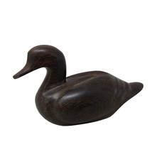 VTG Miniature Dark Brown Carved Mallard Duck Decoy Figure Paperweight - £31.35 GBP