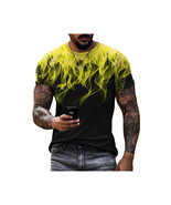  3D Design T Shirt   Yellow Flames Crew Neck Short Sleeve Fashion Tee Si... - $324.82 MXN