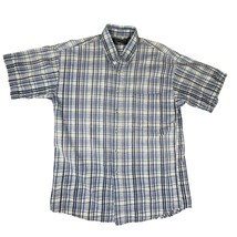 Loafers Reed St. James Shirt Mens Large Blue White Plaid Seersucker Shor... - $14.99