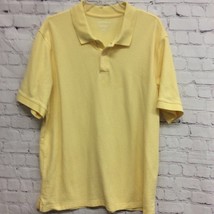 Saddlebred Mens Activewear Polo Shirt Yellow Short Sleeve Collar Comfort Flex L - £14.23 GBP