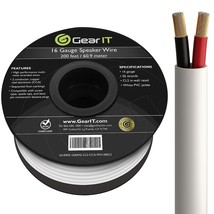 GearIT 16/2 Speaker Wire (200 Feet) 16 Gauge (Copper Clad Aluminum) - Fire Safet - £54.34 GBP