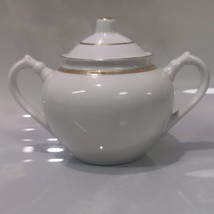 Vintage Imperial Porcelain Dulevo White and Gold Sugar Bowl Soviet USSR - $37.04