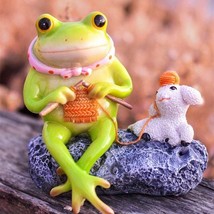 Granny Frog Carving, Little Frogs Ornaments, Animal Figurine, Home Decor... - £66.09 GBP