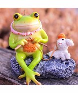 Granny Frog Carving, Little Frogs Ornaments, Animal Figurine, Home Decor... - $84.62