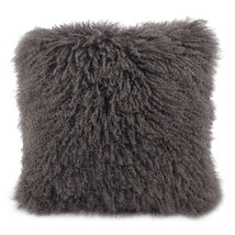 Mongolian Lamb Fur Pillow Gray 20X20&quot; - £98.15 GBP