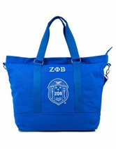 ZETA PHI BETA SOROROITY BLUE CANVAS HAND BAG PURSE TOTE BAG Z-PHI SHOULD... - $63.70