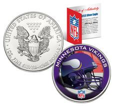 MINNESOTA VIKINGS 1 Oz American Silver Eagle $1 US Coin Colorized NFL LI... - $84.11
