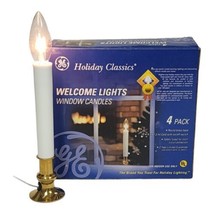 GE Holiday Classics Window Candles 4pk Christmas Candelabra Lightbulb Brass Base - £21.82 GBP