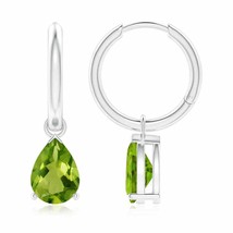 ANGARA Natural Peridot Pear-Shaped Drop, Hoops Earrings in 14K Gold (9x6MM) - £780.35 GBP