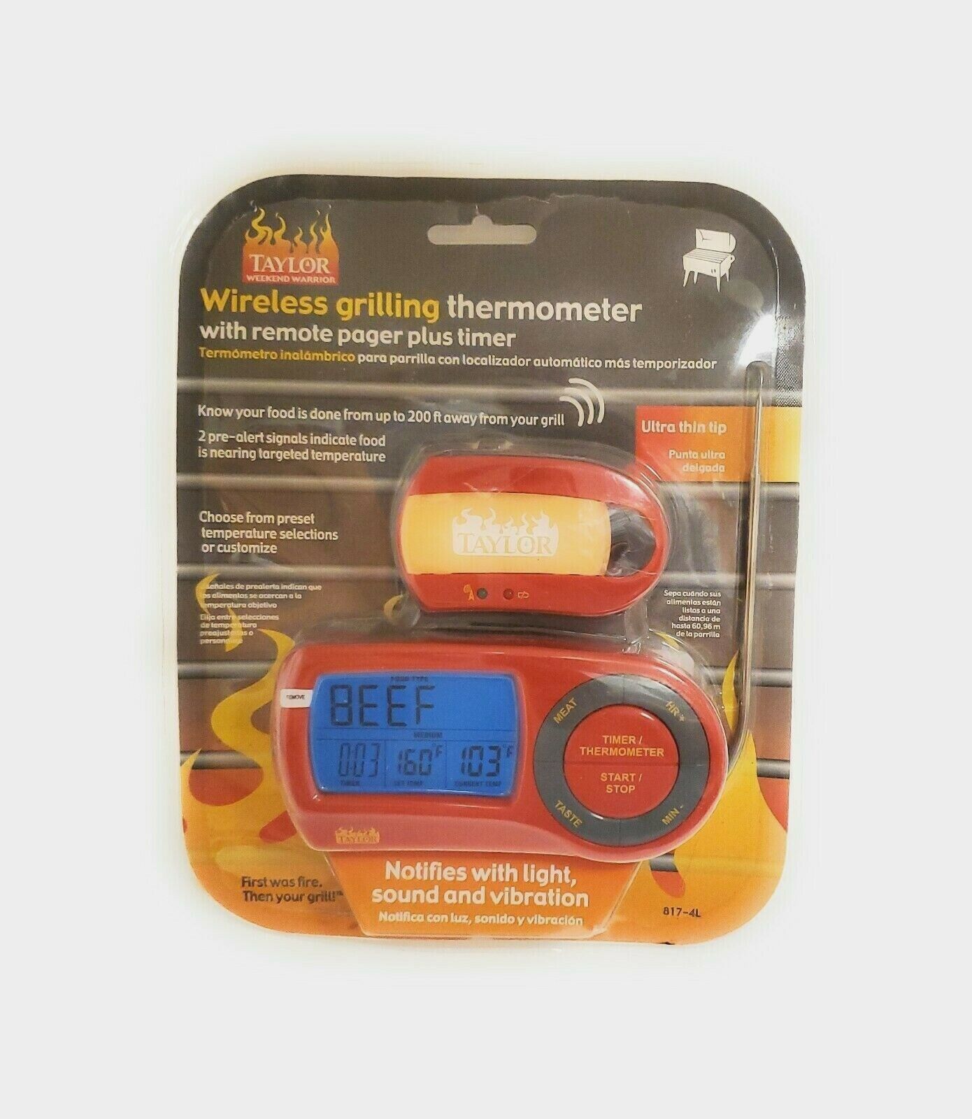 Primary image for TAYLOR Wireless Grilling Thermometer Remote Pager Timer NEW