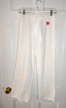KERRI ROSENTHAL WHITE SWEATPANTS WITH PINK HEART SIZE SMALL - $156.33 CAD