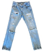 Levis 505 Jeans Mens 27x29 Blue Straight Leg Orange Tab Leather Patch Ho... - $46.04