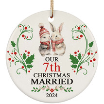 Our 7th Years Christmas Married Ornament Gift 7 Anniversary With Rabbit Couple - $15.79