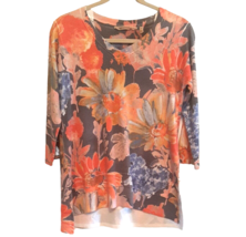 Petite XSmall Soft Surroundings Floral Sweater V-Neck 3/4 Sleeves - £21.93 GBP