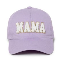 Gold Glitter White Chenille MAMA Patch Lavender Purple Baseball Cap - £19.61 GBP