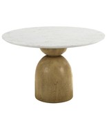 Kala Round Dining Table, Natural Marble Top &amp; Oak Finish - $21,518.40 MXN
