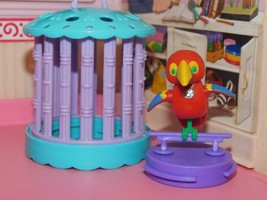 Vintage Littlest Pet Shop Kenner 1992 Jolly Toucan RED  w/ Cozy Cage Perch - £14.98 GBP