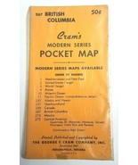 NOS Sealed Vtg 1950s Cram&#39;s Modern Series Pocket Map British Columbia Ca... - $21.56 CAD