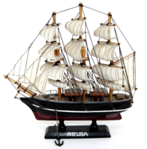 Aruba Souvenir Model Schooner Sailing Ship 3 Masts Sails Anchors 9&quot; - £11.67 GBP