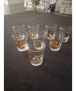VNTG Rock Glasses West Virginia Specialty gold rim Set 8 American Wildli... - $89.10