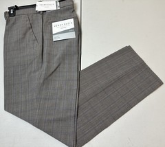 Perry Ellis Portfolio Mens Slim-Fit Flat Front Dress Pants-Mushroom Grey-32x32 - £25.49 GBP