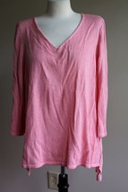 Company Ellen Tracy XL Pink Petal 3/4 Sleeve V-Neck Hi-Low Hem Knit Top - £18.56 GBP